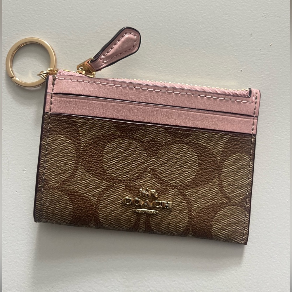 Coach Pink and Brown Key Card Holder